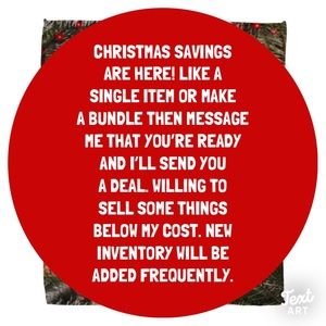 Discounts available on most items. Like a single item or make a bundle.